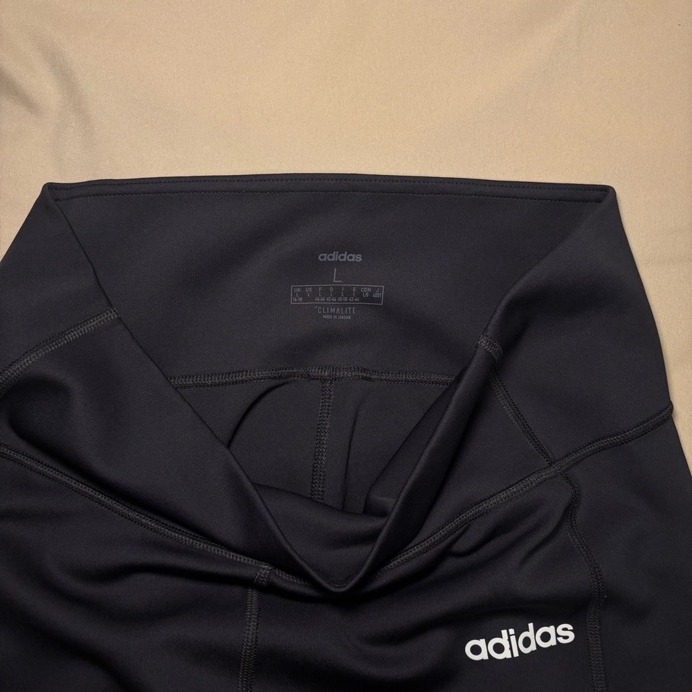 Adidas Dark Grey Women’s Athletic Leggings with White Stripes Size L - Picture 4 of 4